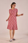 Sweet Moon Knit Cotton Mid Length Nightdress - Terracotta Peach — thumbnail 1